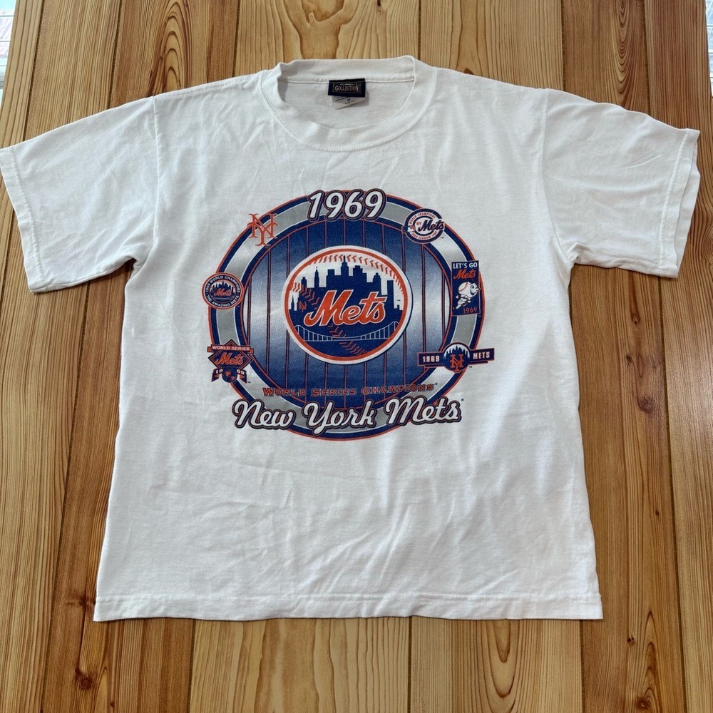 Vintage Baseball New York Mets World Series White T-Shirt - Picture 8 of 8